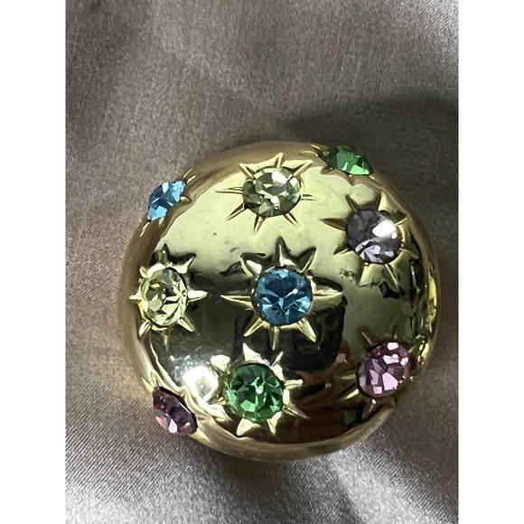 Earrings  Clip On gold tone Star flower multicolor Rhinestones 80's fashion - Picture 3 of 7